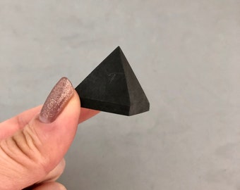 Shungite Crystal Unpolished Small Pyramid EMF 5G Empath Protection, Grounding, Positivity, Transformation, Metaphysical Energy Practitioner