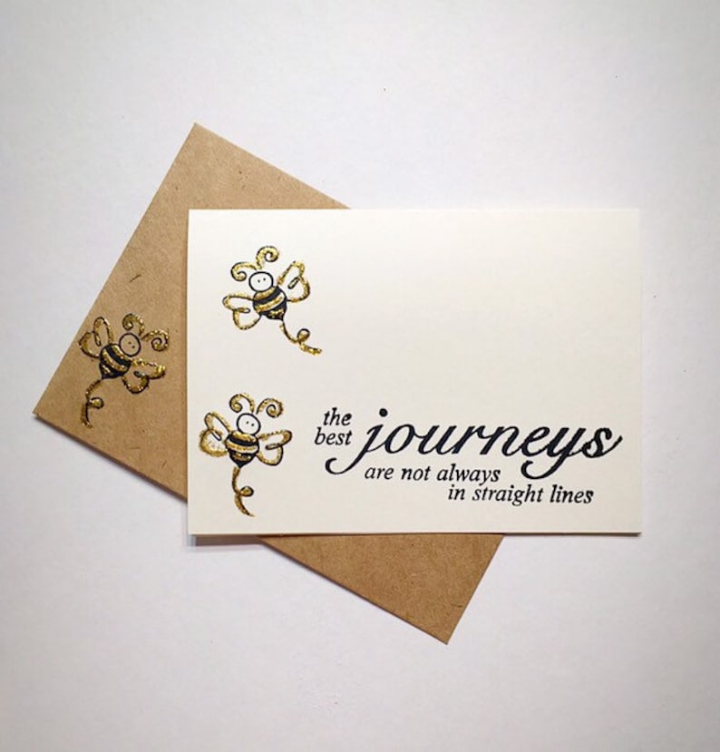 Bumblebee blank ivory note cards and brown kraft envelopes All occasion greeting cards Hand painted accents . 8