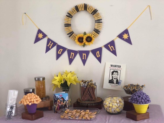 Rapunzel Name Banner Star Sun Birthday Party Etsy