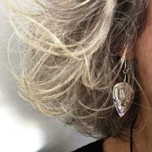 El Shaddai&#39;//custom handmade artisan sterling earrings// chased repousse Hebrew letter, Shin//Scriptural meaning//faith//comfortable//gift