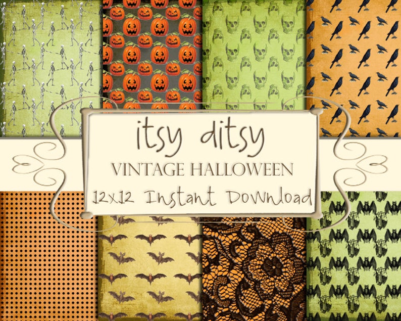 Halloween Digital Paper Halloween Pattern Halloween Etsy