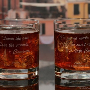 The Godfather Movie Set of Four Whiskey Glasses With Unique Godfather Quotes Premium Etched The Godfather Movie Logo 4 Unique quotes image 2