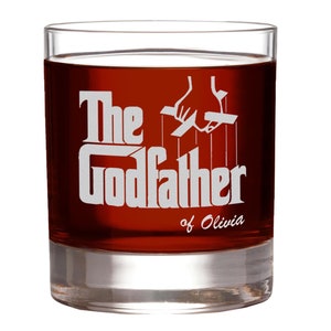 The Godfather Movie Whiskey Glass Personalized Gift Premium Etched Christening Gift Godfather Proposal Will you be my Godfather Glass