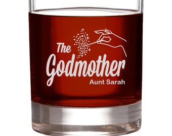 Personalized Godmother Whiskey Glass, Fairy Godmother Gift