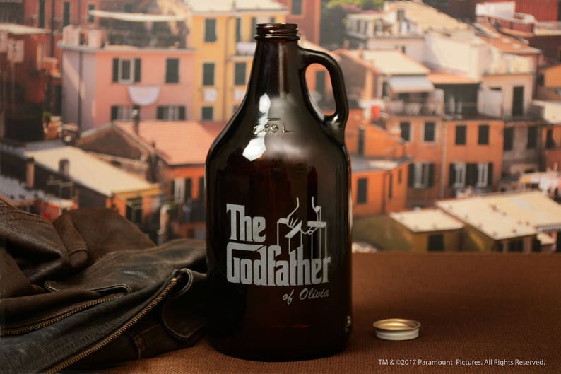 Godfather Personalized Beer Growler Godparent Gift, Custom Beer Growler, Communion / Baptism Gift, Will you be my Godfather Gift image 1