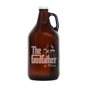 Godfather Personalized Beer Growler Godparent Gift, Custom Beer Growler, Communion / Baptism Gift, Will you be my Godfather Gift image 4