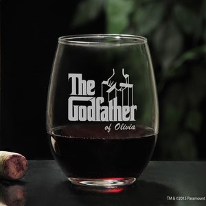 The Godfather Movie Stemless Wine Glasses Personalized Will You Be My Godparents Gift, Godfather and Godmother Barware Gift Set image 2