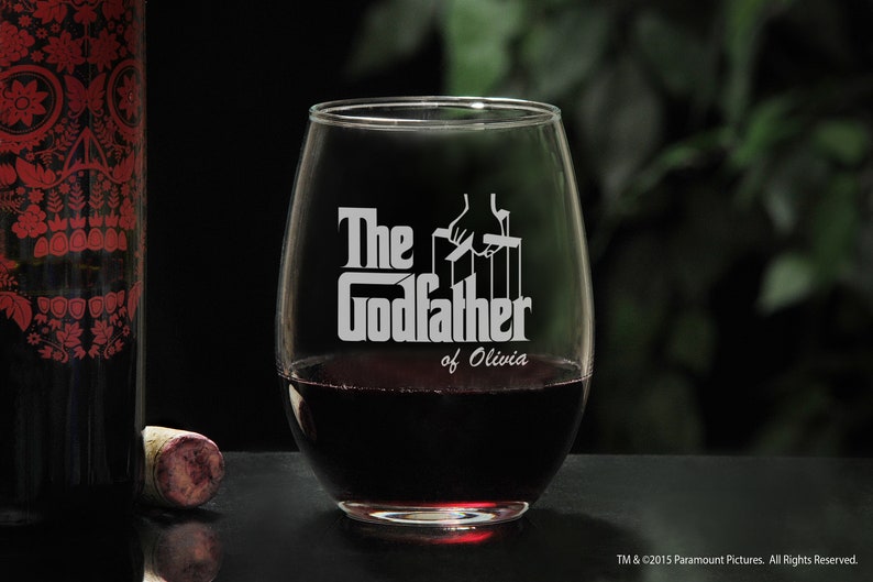 The Godfather Movie Stemless Wine Glasses Personalized Will You Be My Godparents Gift, Godfather and Godmother Barware Gift Set image 2