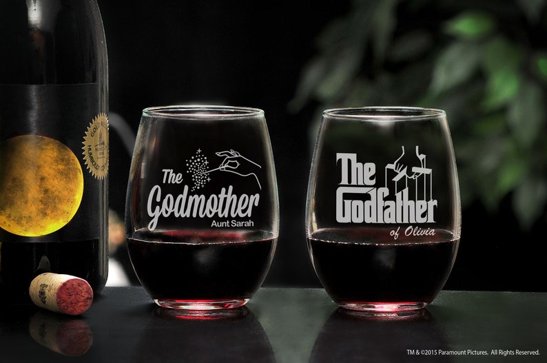 The Godfather Movie Stemless Wine Glasses Personalized Will image 1