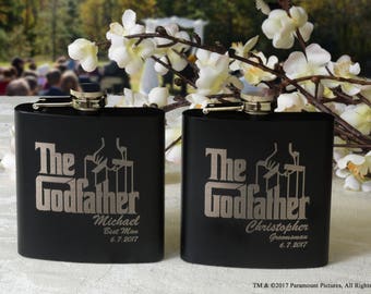 Godfather Wedding Flask for Men - 2 Personalized Groomsman Gift, Godfather Groomsmen Flasks, Groomsman Gift, Best Man Gift, Wedding Gift