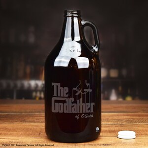 Godfather Personalized Beer Growler Godparent Gift, Custom Beer Growler, Communion / Baptism Gift, Will you be my Godfather Gift image 2