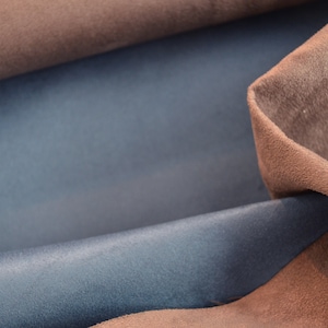 Double face blue/brown microfibre ultrasuede