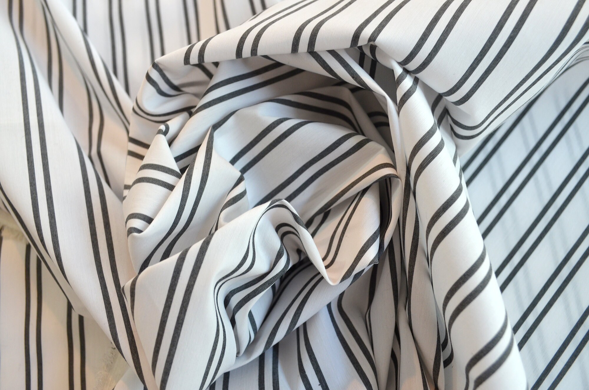 Black and White Striped Stretch Cotton Etsy UK