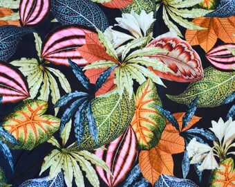 Impression viscose fond noir tropical