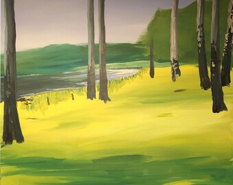 Extra large painting: Birch trees in spring