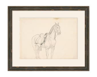 GERAHMT | Antike Pferdezeichnung | Antike Tier Kunst | Pferd Wand Kunst | Pferd gerahmte Kunst | Vintage Pferdezeichnung | Fine Art gerahmter Druck