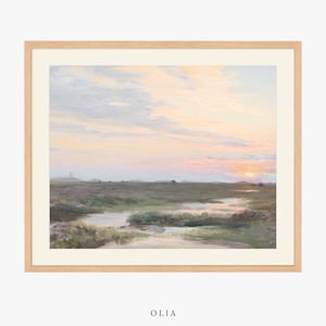Sunset on the Marsh Painting | Landscape Art | Sunset Art | Coastal Art | Vintage Art | Fine Art Print | Digital Print | PRINTABLE