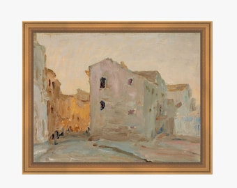 MAILED | European Village Painting | European Architecture Art | European Village Art | Vintage Architecture Art | European Village Print
