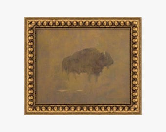 FRAMED | Antique Buffalo Print | 8"x10" | Antique Animal Art | Vintage Animal Wall Art |  Buffalo Art Print | Buffalo | Fine Art Print