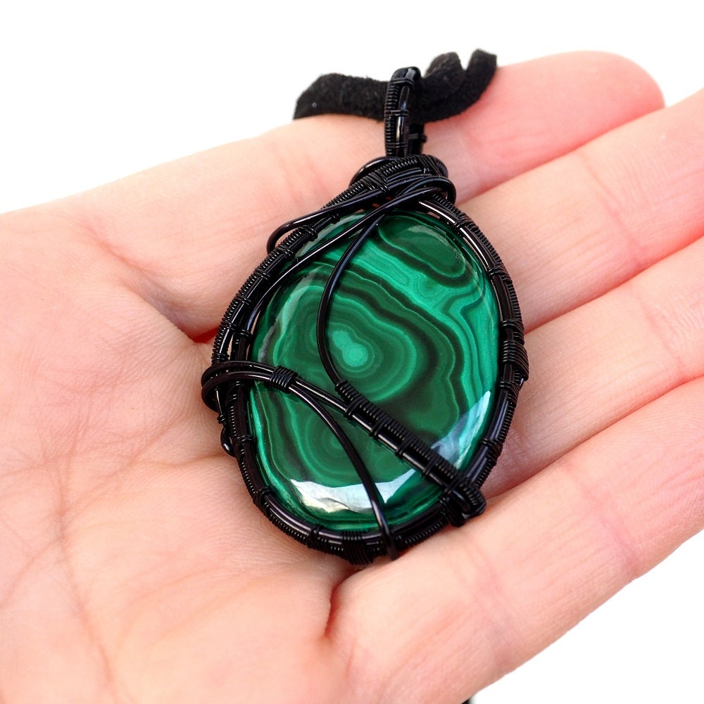 Men's NecklaceMalachite NecklaceGreen Malachite Wire