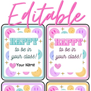 Happy to Be in Your Class - Gift Tag for Teacher - Editable Link and Printable PDF Student Gift Tag Back to School for Teacher Gift Tag