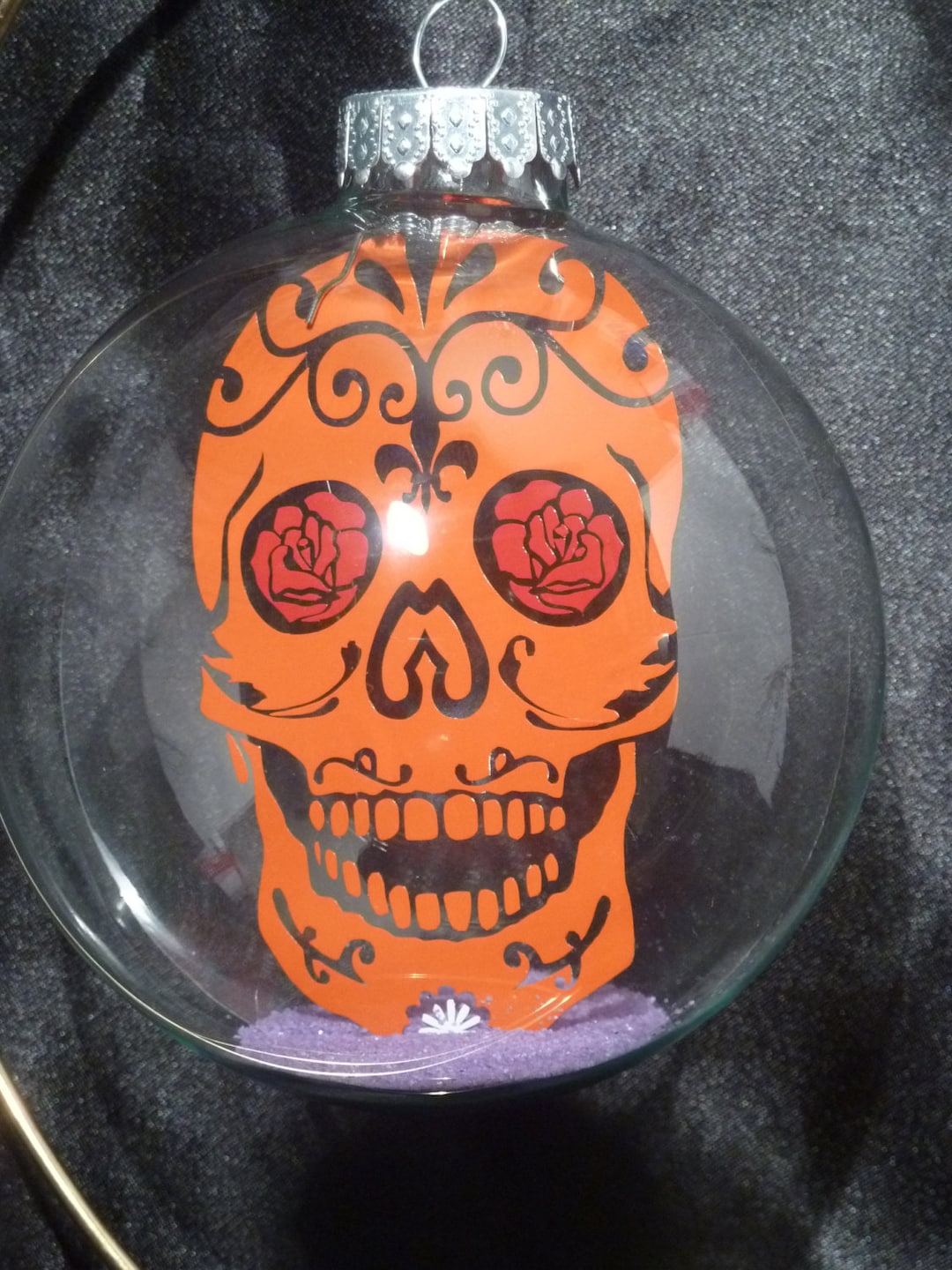 Dia Del Los Muertos Sugar Skull Floating Glass Ornament 100mm Etsy