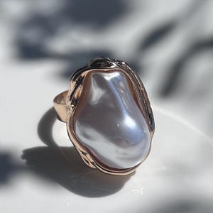 Vergoldete Nachahmung Barock Perle Statement Ring-Elegant Statement Schmuck-Glamouröses Gold