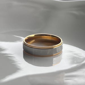 Two-Tone Stainless Steel Band Ring - Silver & Gold Unisex Ring-Modern Unisex Wedding Band