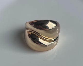 Chunky Gold Dome Ring • 18K Gold Plated Brass • Sculptural Wide Band Statement Ring 18mm • Modern Minimalist Jewelry Gift