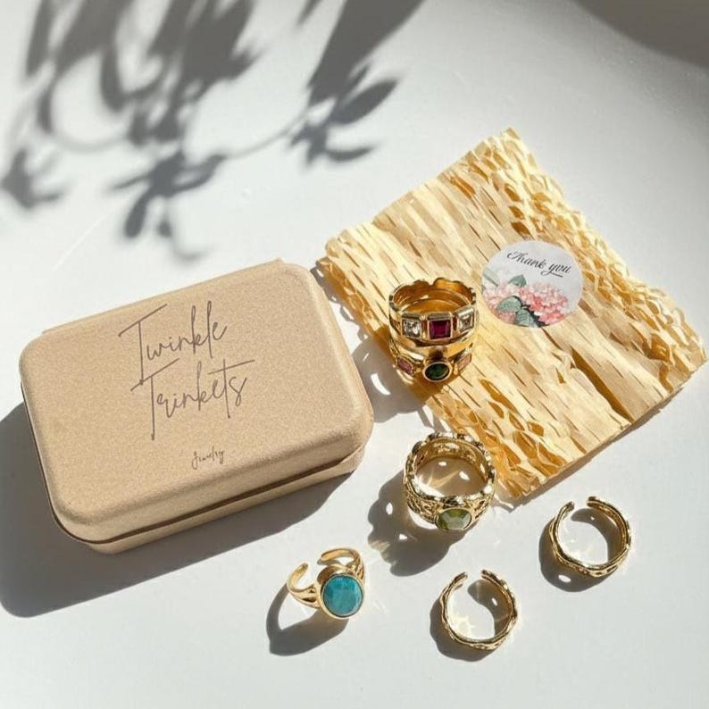 Ring Tan Resin Dome Statement Ring • Lightweight Colorful Rings in Amber, Green ...