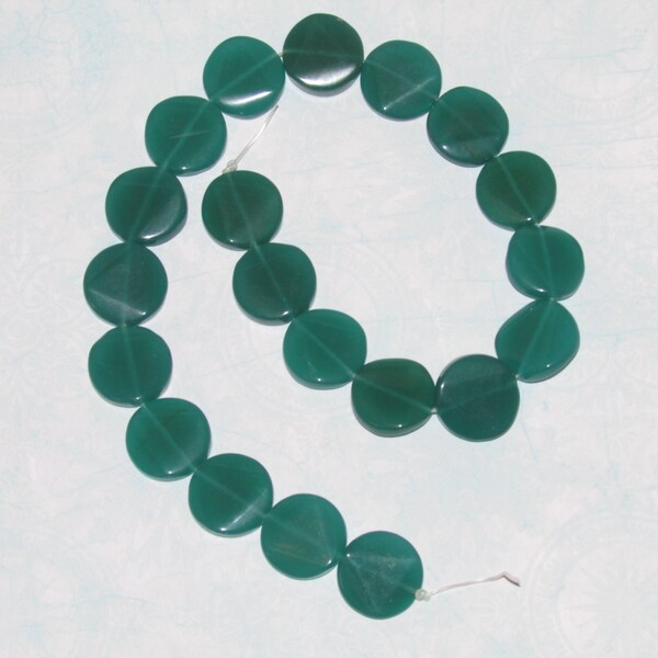 Green Agate Faceted Coin Beads 20x5mm