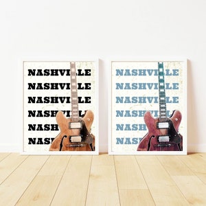 Nashville Poster, Nashville Wall Print, Nashville Home Decor, Nashville Music Art, Country Music Print, Guitar Print, Nashville Travel Art