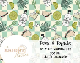 Cinco De Mayo Seamless Pattern, Tacos and Tequila, Tacos Seamless Pattern, Tacos and Margs, Tequila Party, Cinco de Mayo png, Tacos Tequila