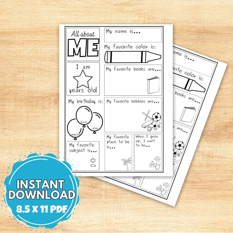 All About Me Printable | Educational Worksheet | Back to School ...
