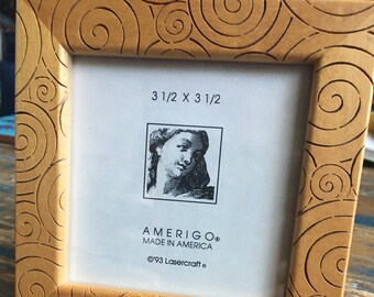 Little Carved Wooden Frame 3.5"X3'5" Amerigo Made In America Lasercraft-Swirly Design