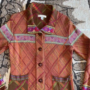 Vintage Coldwater Creek Jacker, Thick Shirt XS Sparkling Burnt Orange, Bright Pink, Multi-colored Attractive!