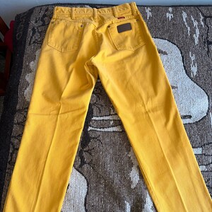 Vintage Wrangler 13X32 USA Made 100% Cotton Yellow-Orange High Waisted Jean Straight Leg