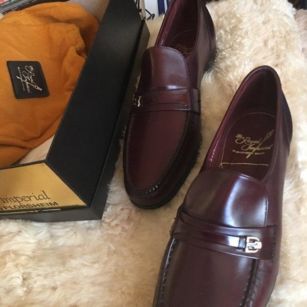 Royal Imperial by Florsheim Loafers Ritz Wine 11 B-Unused in Box w/ Bags & Shoehorns