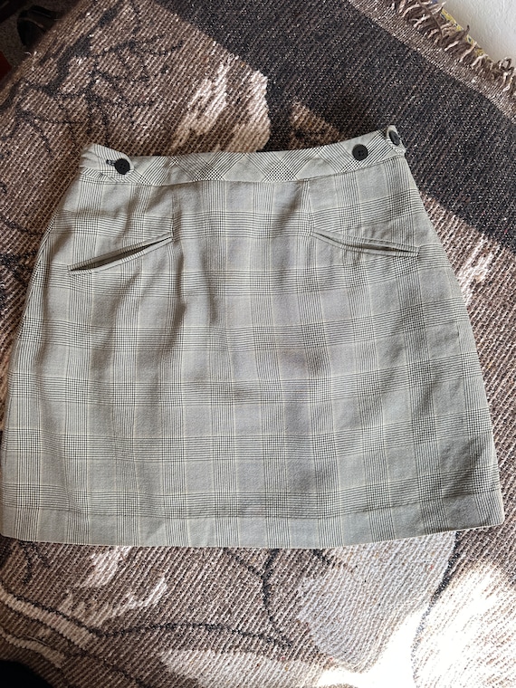 90's DKNY Mini Skirt 4 (beige, black) (fitted wrap