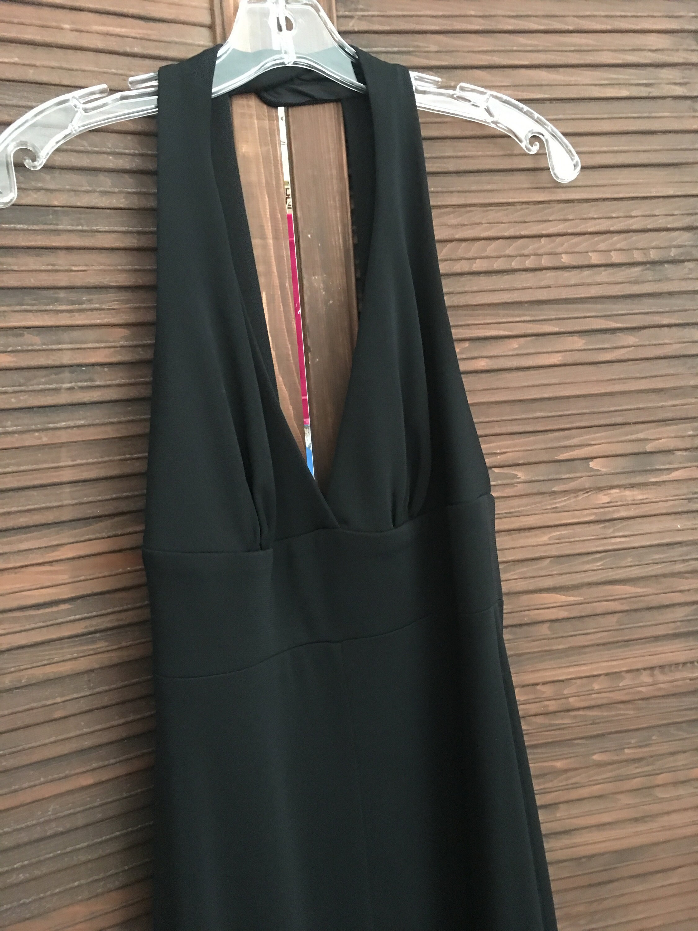 Vintage//bcbg Long Black HALTER DRESS W 
