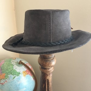 90s Leather Walkabout Gray Hat Made in Australia image 4