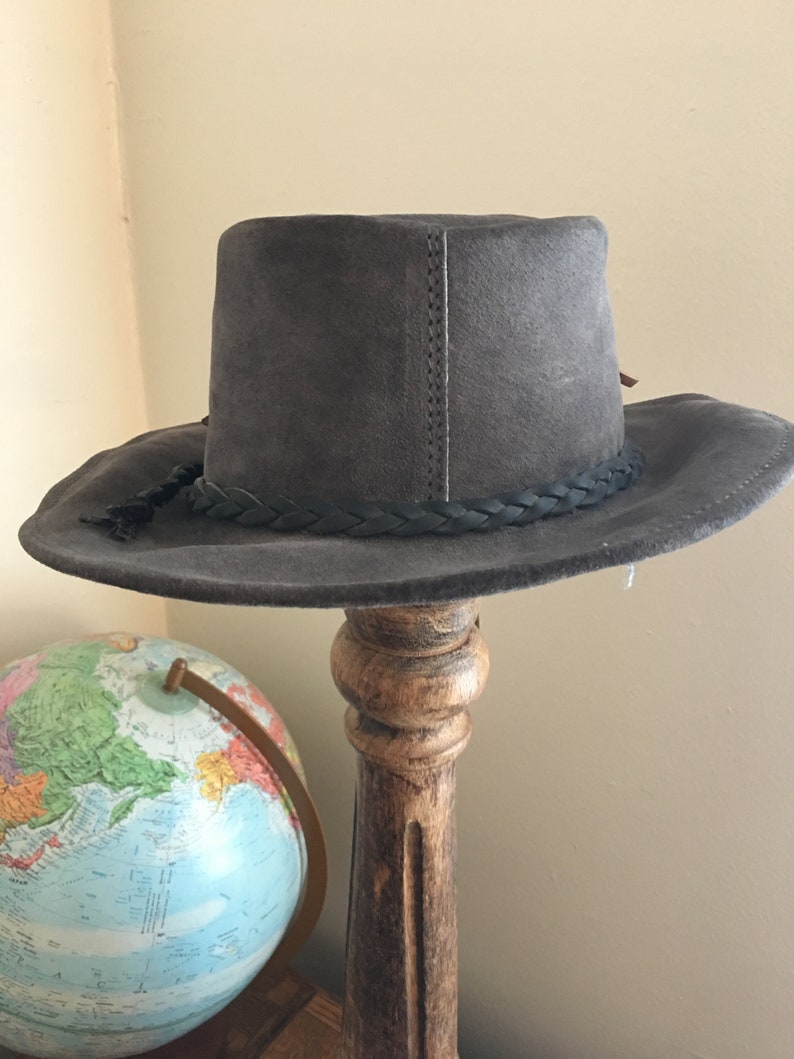 90s Leather Walkabout Gray Hat Made in Australia image 4