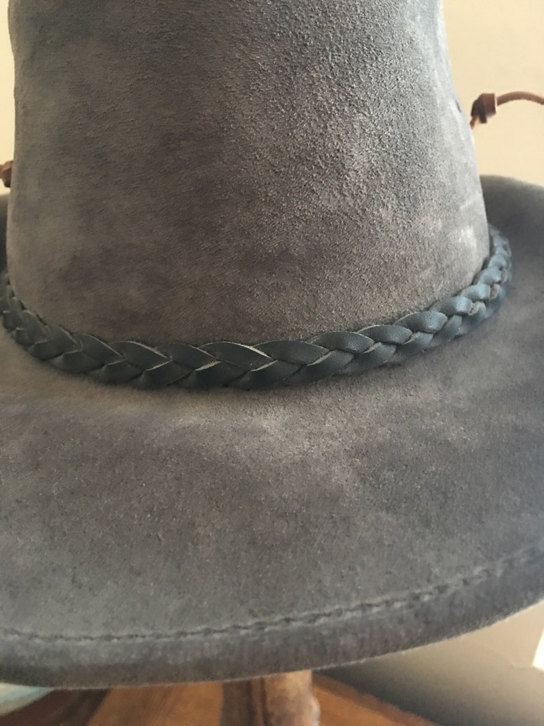 90s Leather Walkabout Gray Hat Made in Australia image 6