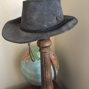 90s Leather Walkabout Gray Hat Made in Australia image 2