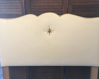 50’s Mid-Century White Vinyl w/ Star Set of Two Single Headboards // Free Local Shipping Within 60 miles