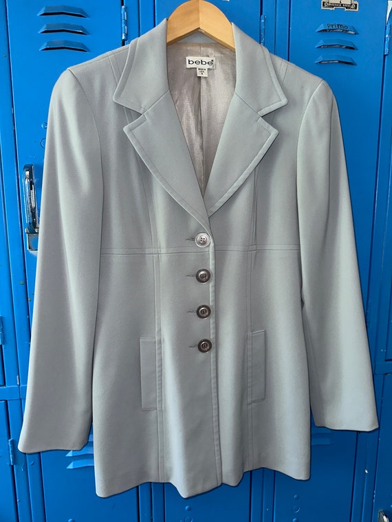 Vintage 90’s  Bebe Silver Blue Blazer, Coat 8 Made