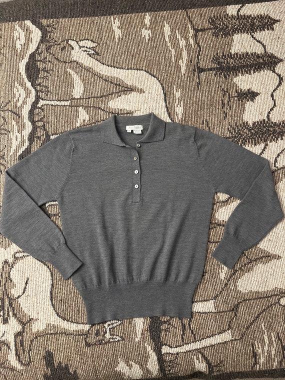 Vintage 80s Ann Taylor Womens Medium 100 Extra Fine Merino Wool Gray Collared Pullover W Buttons Sweater Made in Hong Kong Etsy Canada