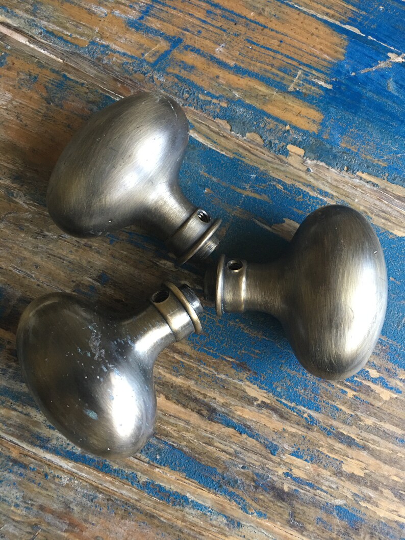 Vintage Brass Egg Shaped Door Knobs Without Rosettes Etsy