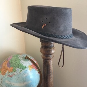 90s Leather Walkabout Gray Hat Made in Australia image 3