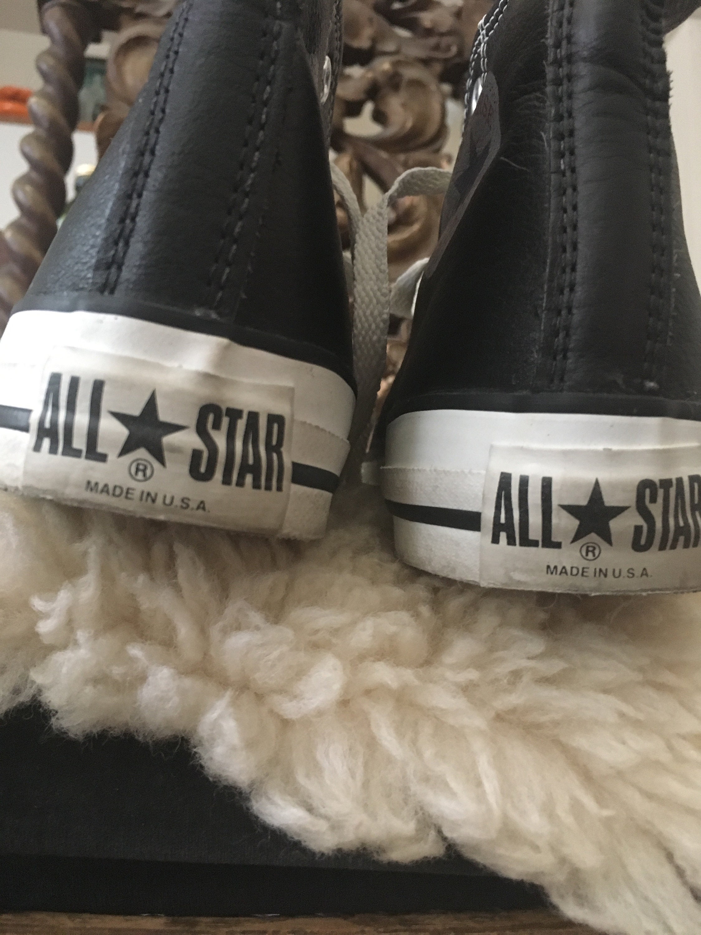 Early 90's Black Leather Converse Allstar Chuck Taylor High Early 90's Black Leather Converse Allstar Chuck Taylor High